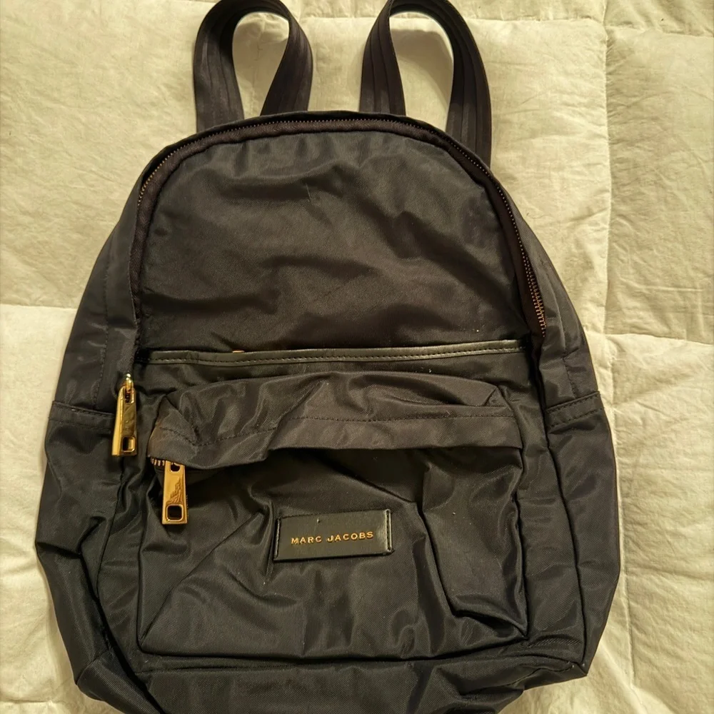 Marc Jacobs Black Backpack with Gold Accents